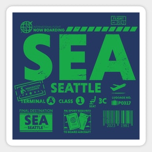 Vintage Seattle SEA Airport Code Travel Day Retro Travel Tag Magnet